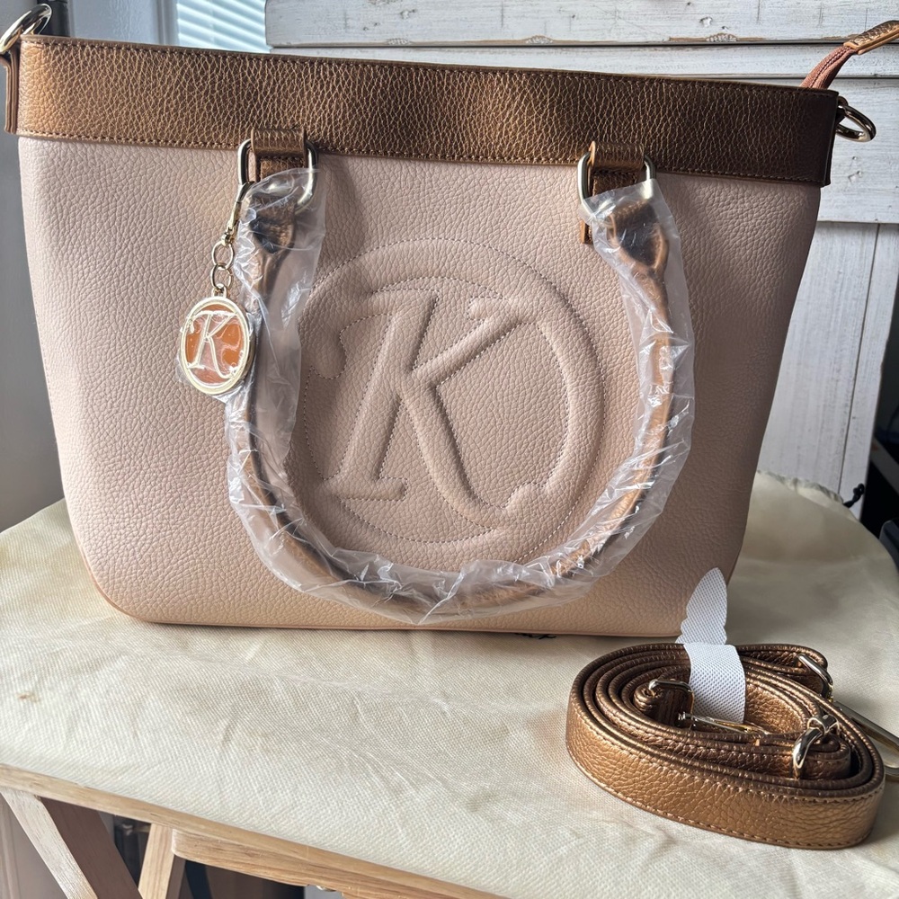 Danbury Mint Signature Personalized Handbag pink Color Bag “K” Crossbody Strap